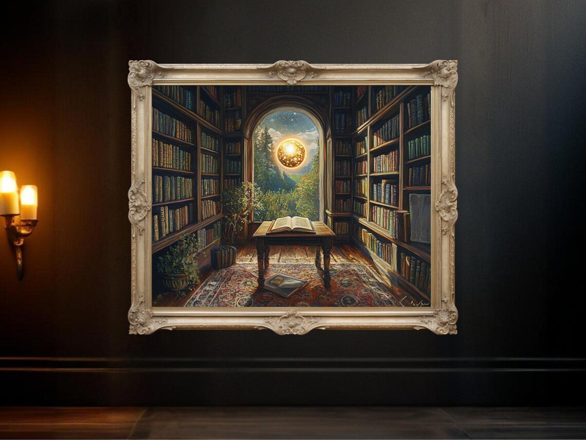 Enchanting Library, Cozy Reading Room Art Print