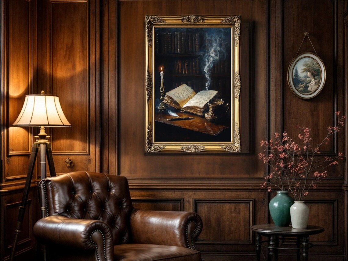 Dark Academia Vintage Book And Candle Art Print - Image 2