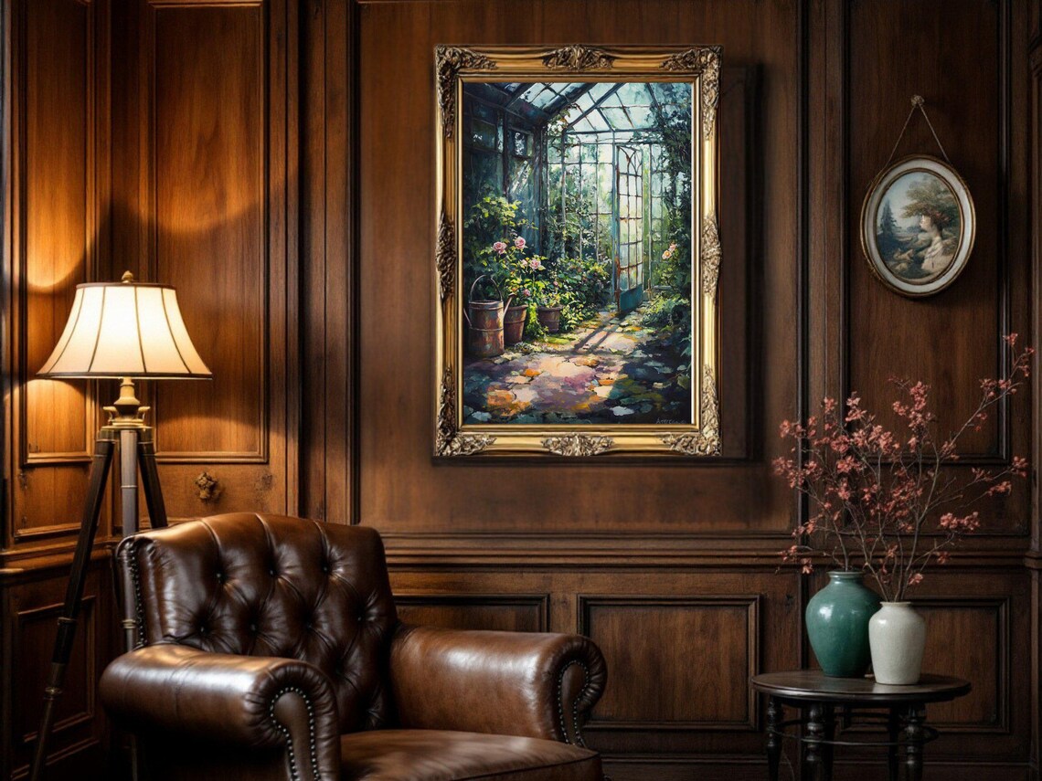 Dark Academia Vintage Greenhouse Botanical Garden Art Print - Image 2