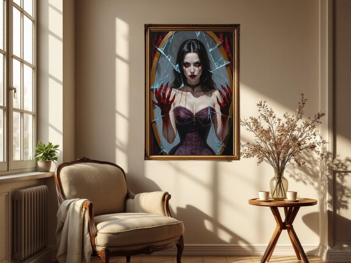 Gothic Vampire Woman Painting, Dark Fantasy Art - Image 3