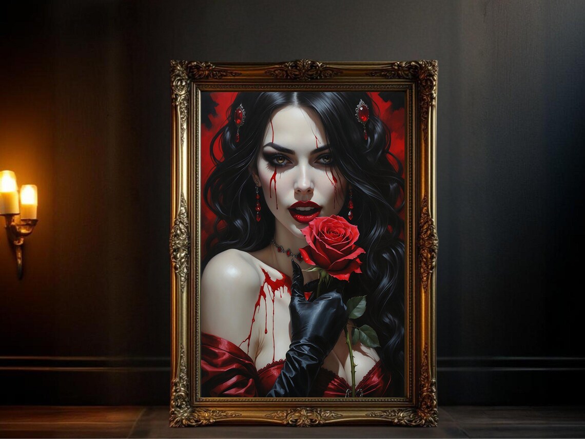 Gothic Vampire Woman, Dark Fantasy Portrait