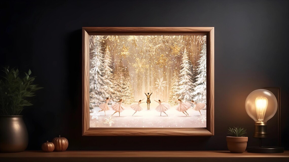 Nutcracker Ballet Winter Scene, Elegant Holiday Decor