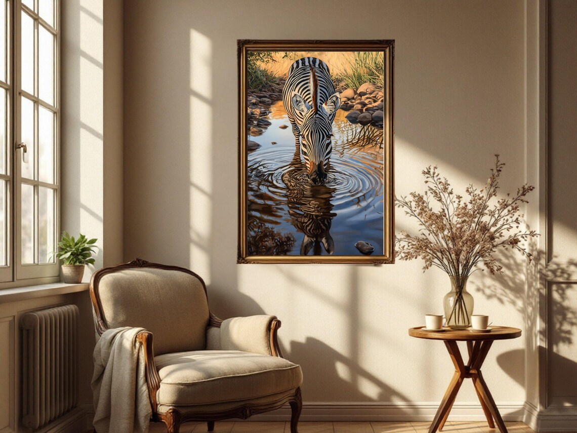 Zebra Reflection - Contemporary Travel Poster - Image 2