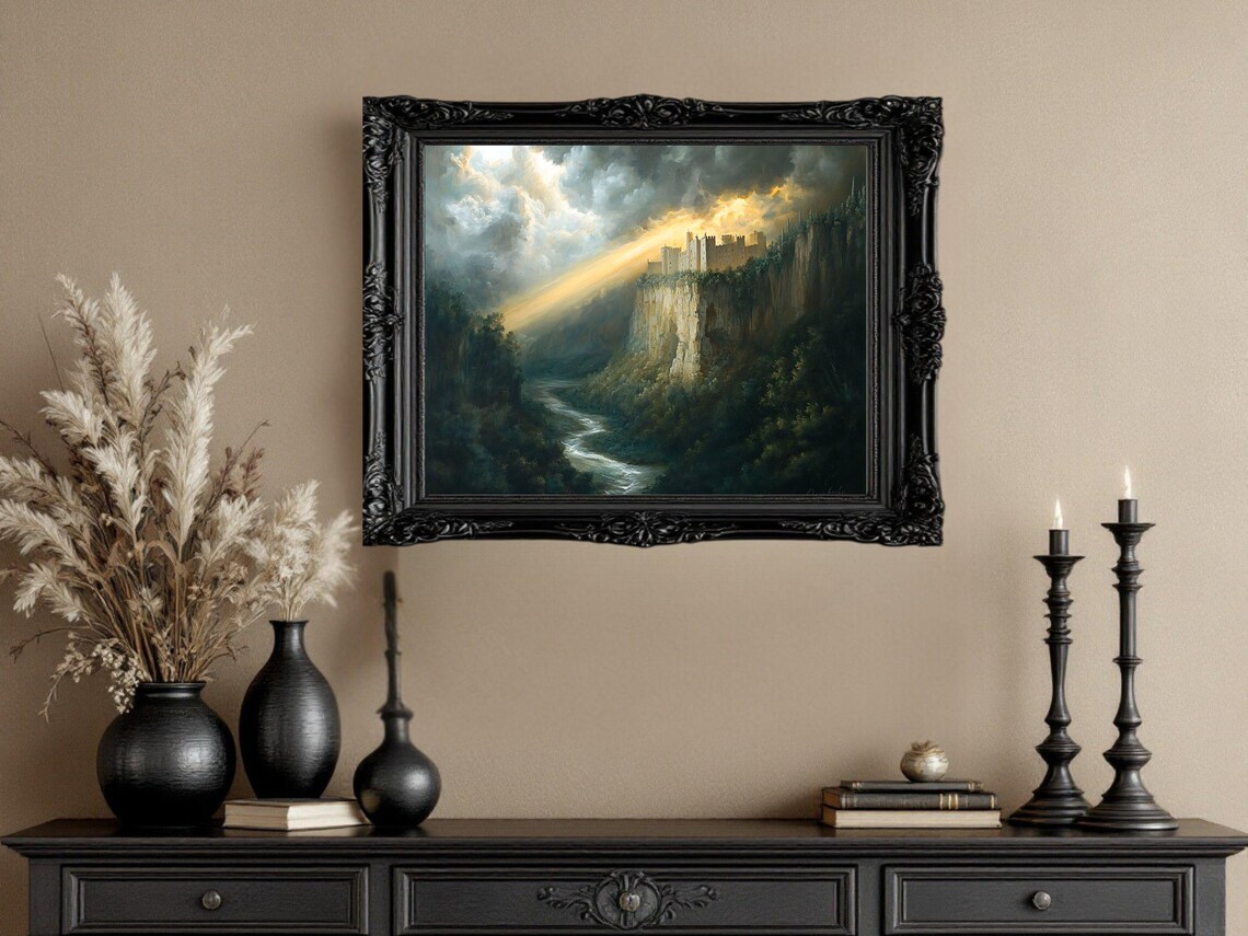 Enchanting Castle Landscape, Mystical Medieval Decor - Image 2