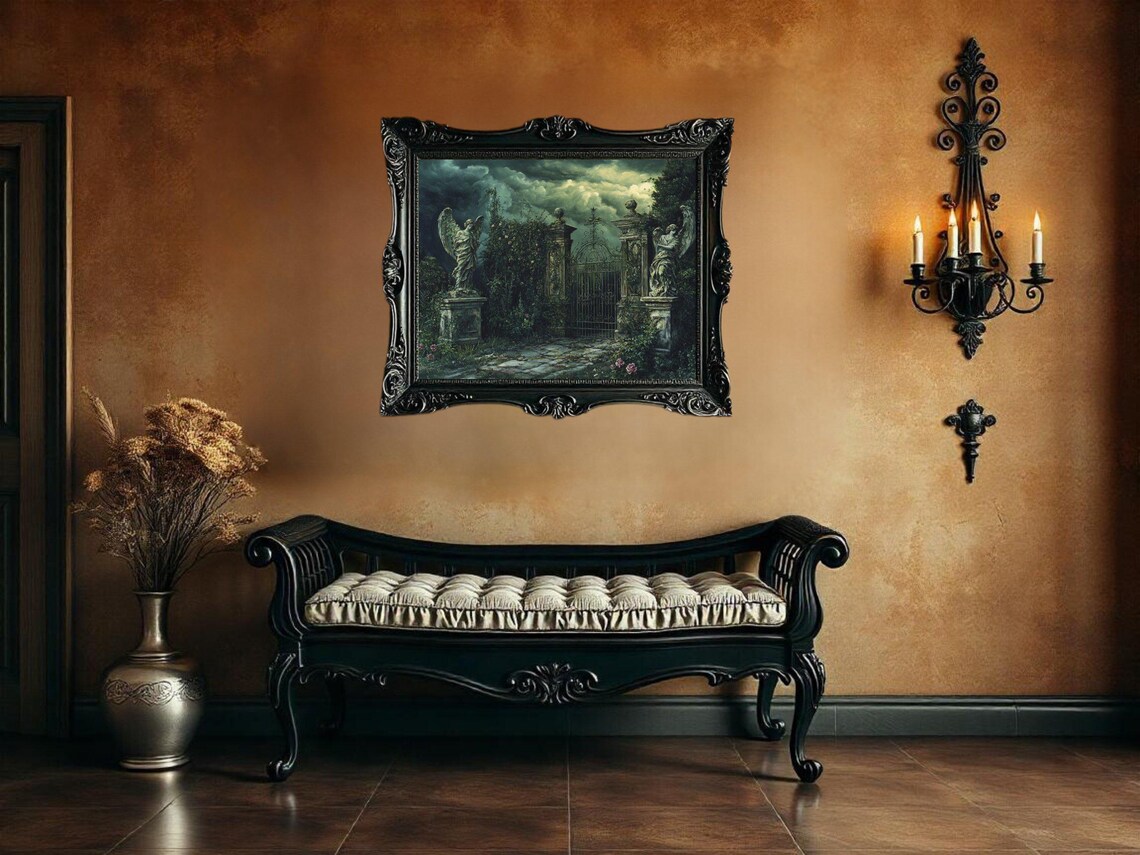 Mysterious Gothic Garden Gate, Dark Fantasy Poster - Image 2