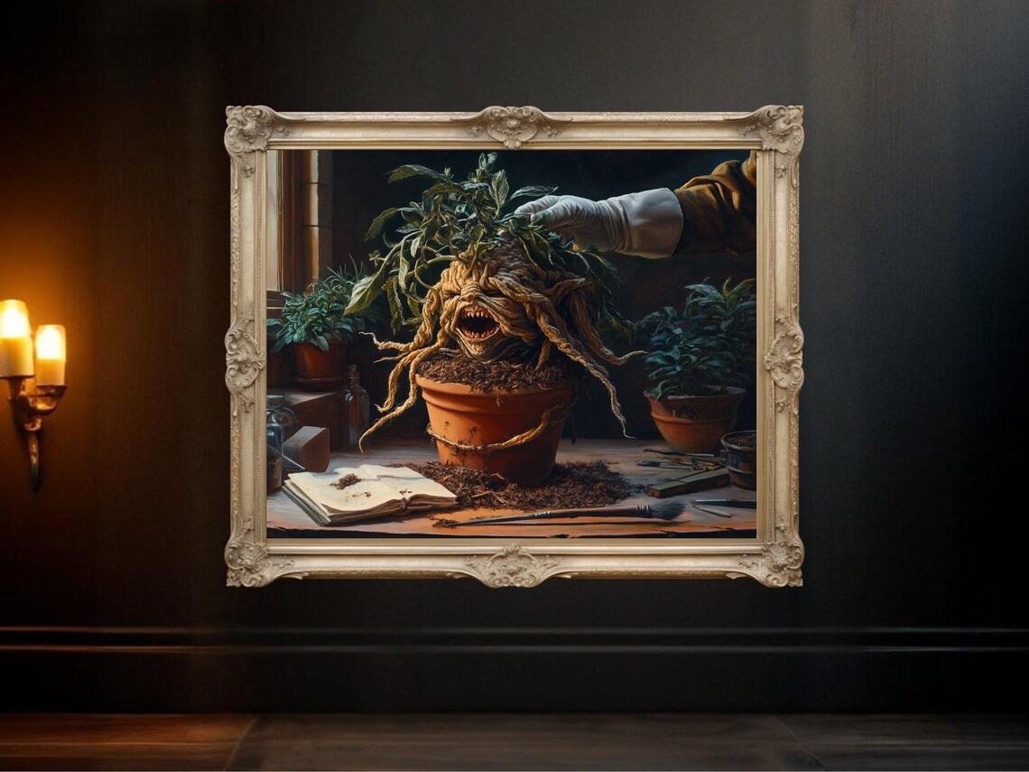 Creepy Botanical Horror Plant Art Print, Halloween