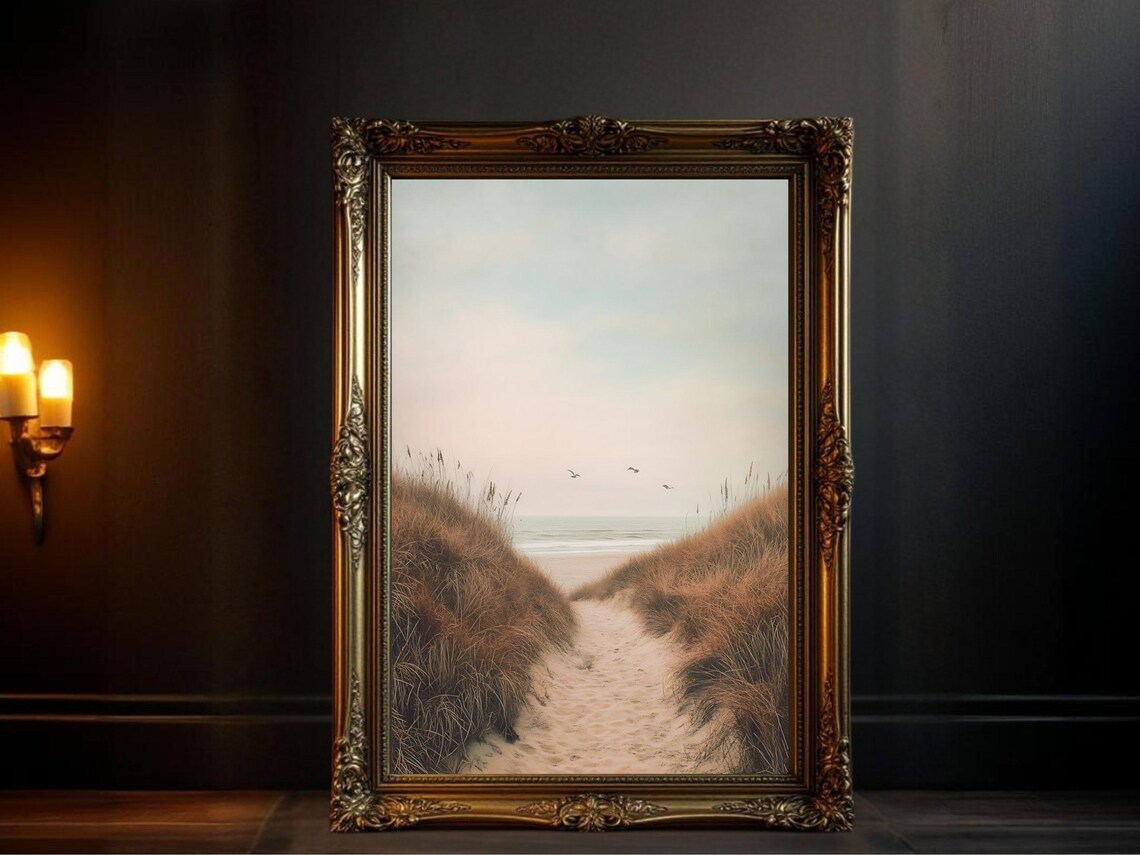 Serene Coastal Beach Pathway, Tranquil Seascape