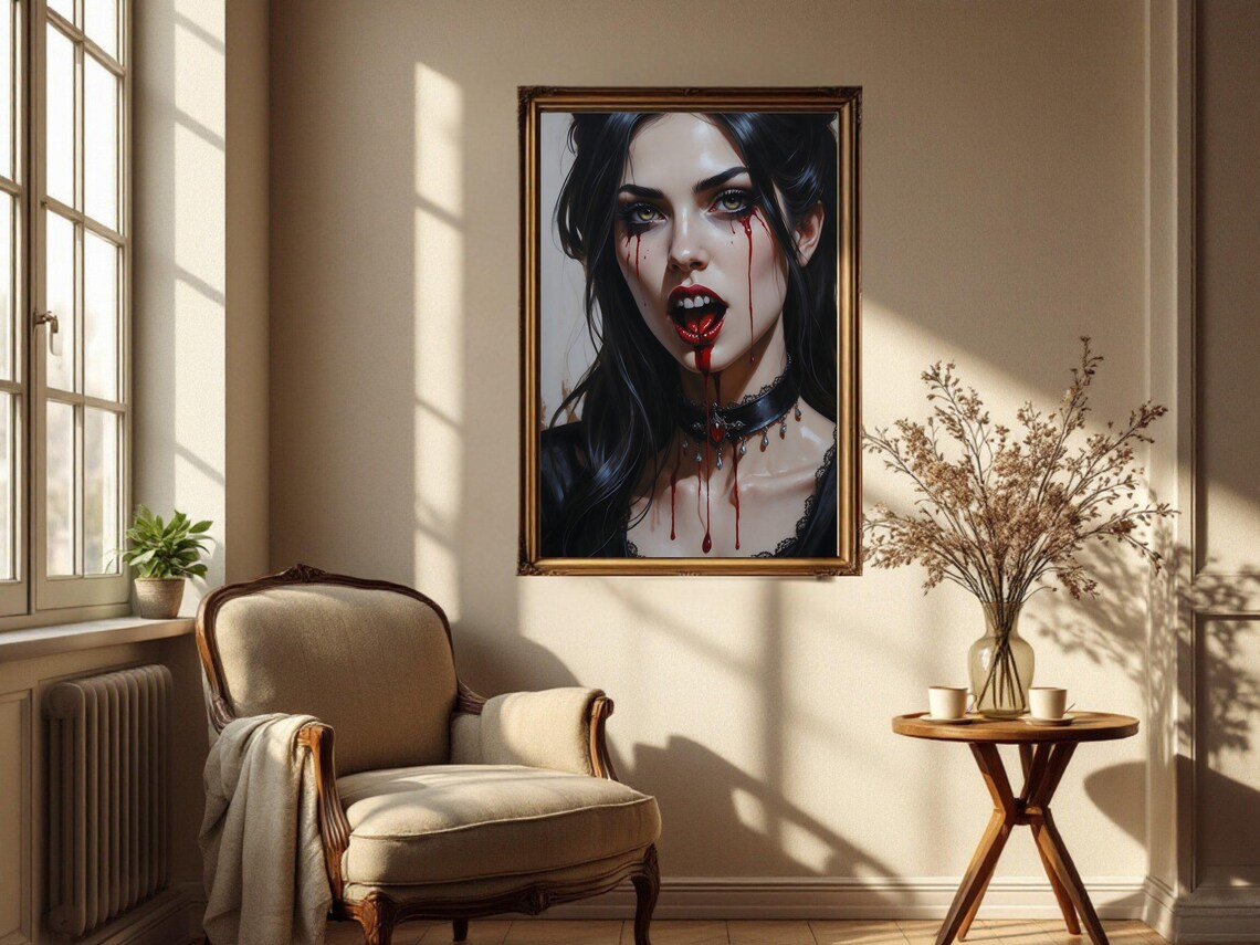 Gothic Vampire Art Print, Dark Fantasy Horror - Image 2