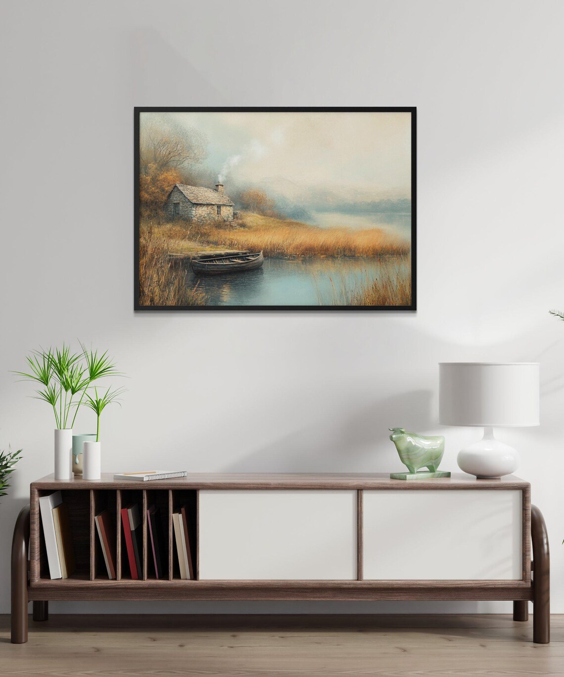 Rustic Cabin Lake Scene, Autumn Landscape Print - Image 2