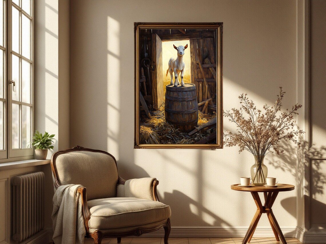 Farmhouse Goat Art Print, Rustic Barn Decor - Image 2
