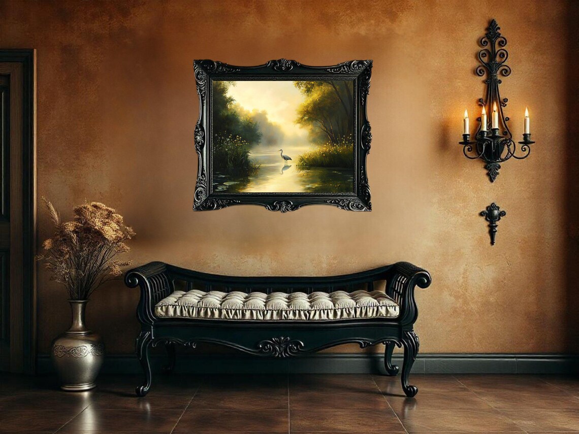 Serene River Landscape, Modern Nature Art Print - Image 3