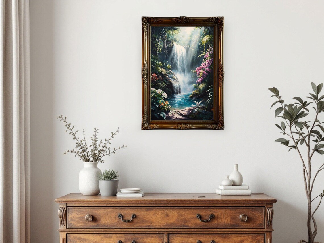 Waterfall Nature Landscape Poster, Tropical Forest - Image 2