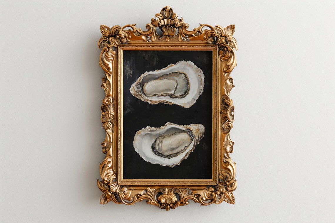 Oyster Oil Painting Art Print, French Kitchen Still Life