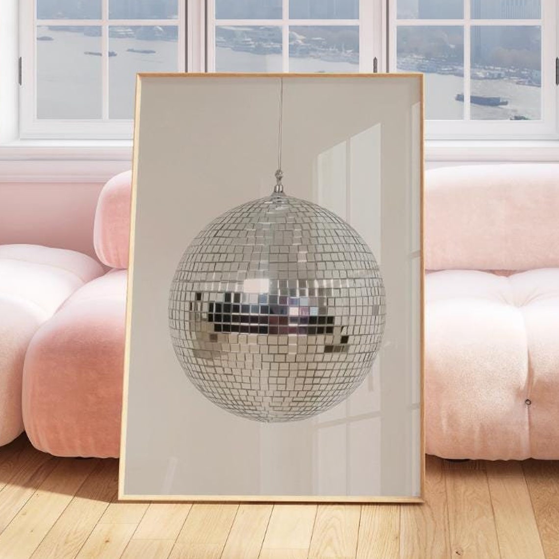 Silver Mirror Disco Ball Minimalist Retro Party Dorm Room Wall Poster