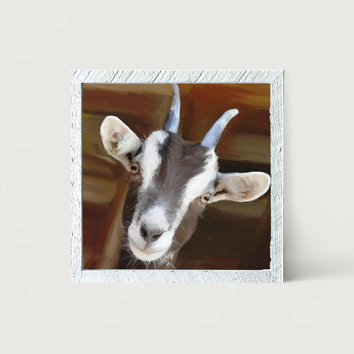 Horned Goat Art Print, Farm Animal Wall Decor - Image 4