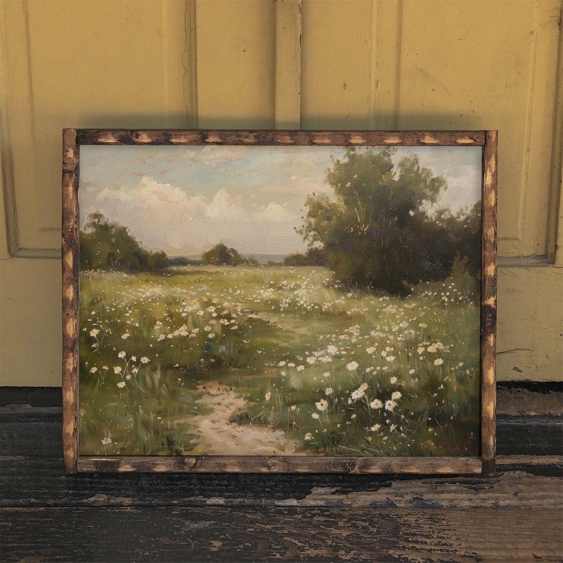 White Flower Field - Vintage Style - Image 2