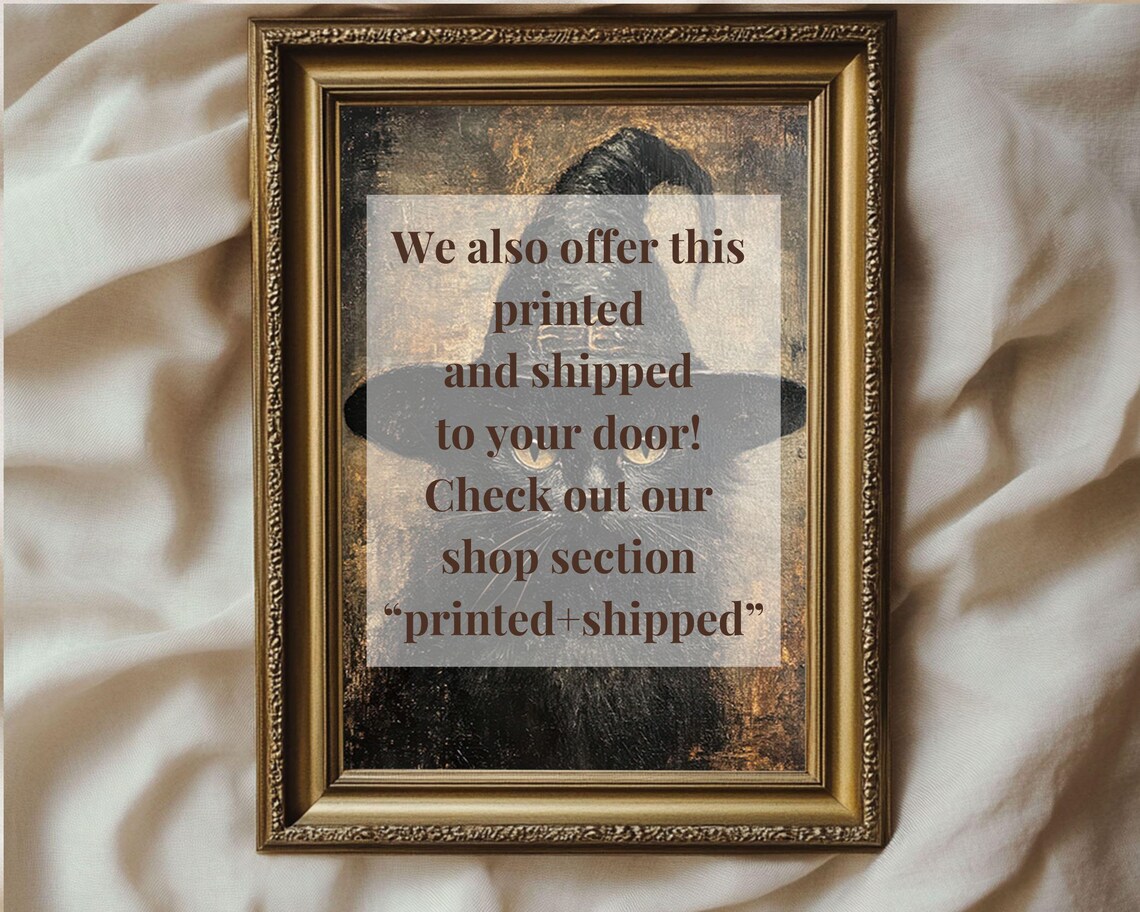 Witchy Black Cat, Vintage Style Art Print - Image 2