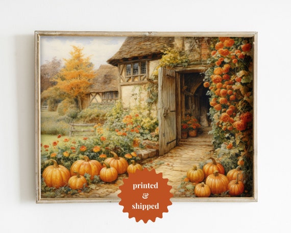 Pumpkin Farmhouse Vintage Style Art Print