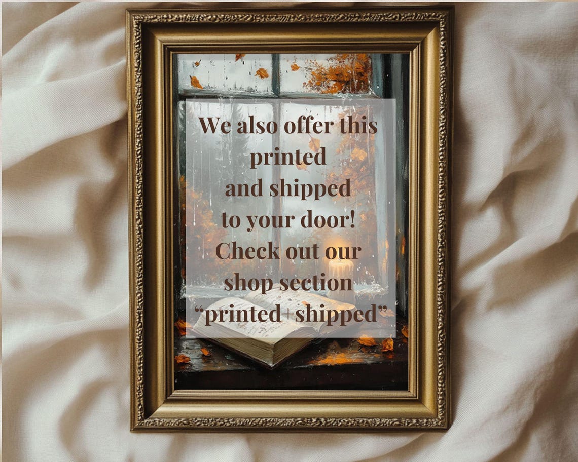 Rainy Autumn Day Cozy Cottagecore Vintage Style Art Print - Image 2