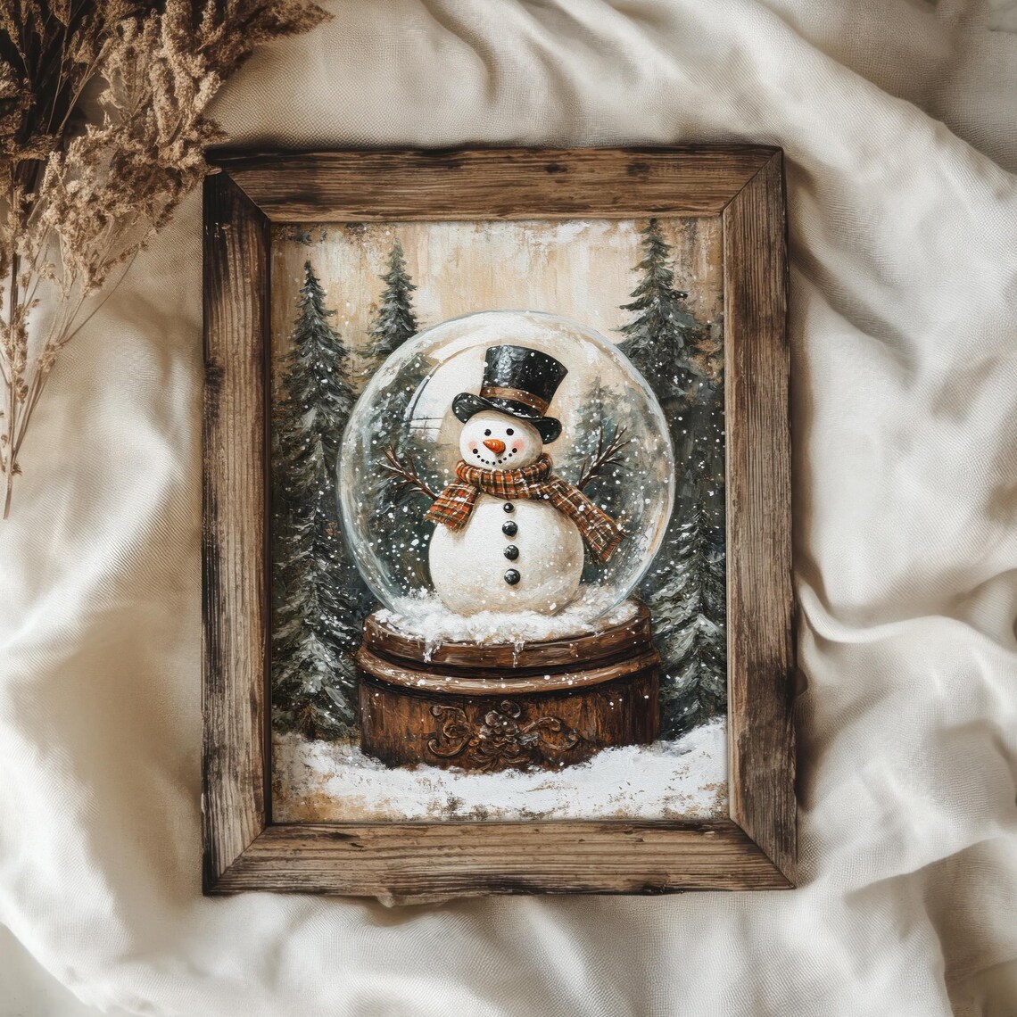 Rustic Snowman Poster, Cozy Cottage Holiday Decor - Image 3