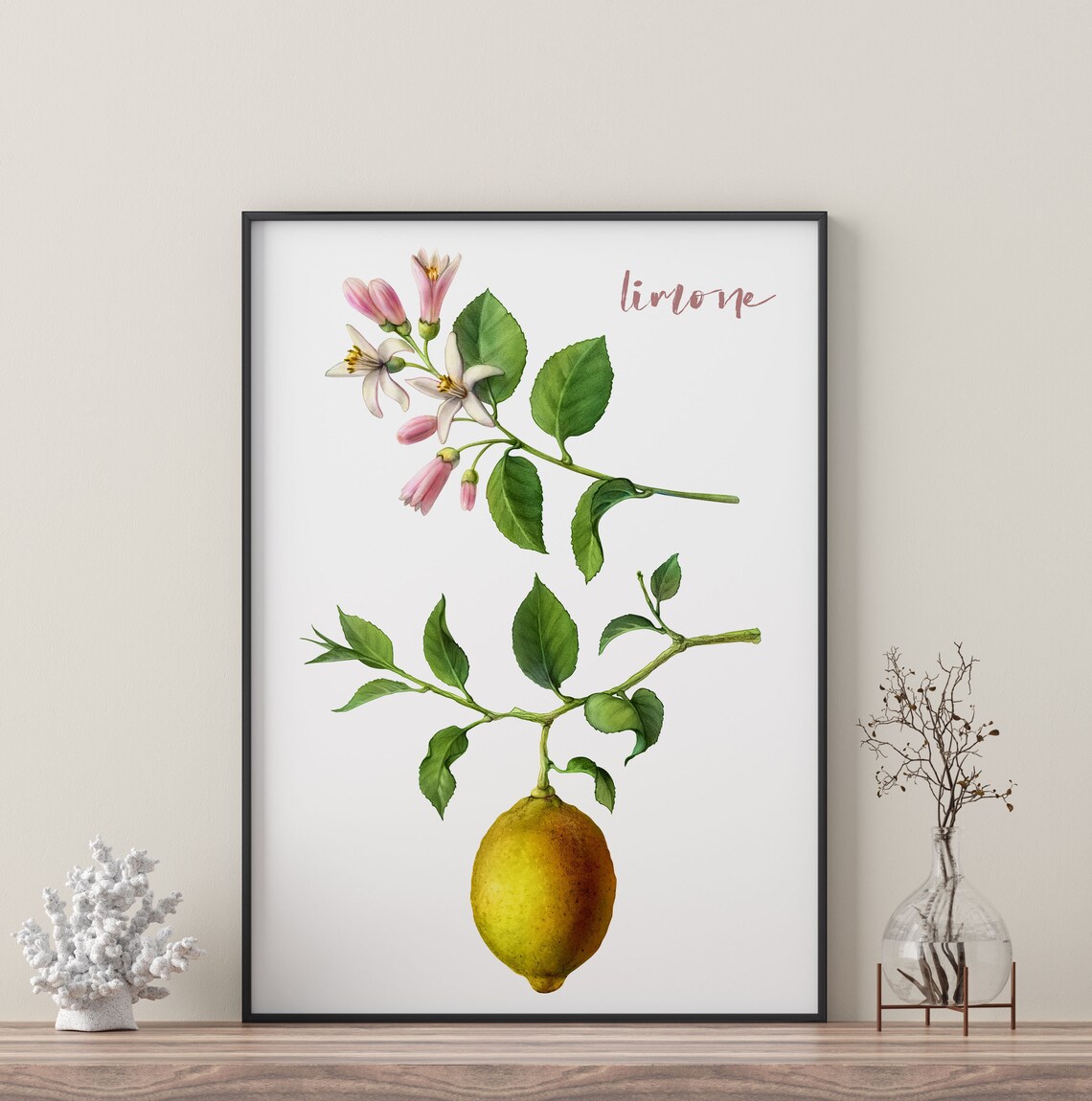 Lemon Tree Watercolor Art Print, Botanical Wall Art