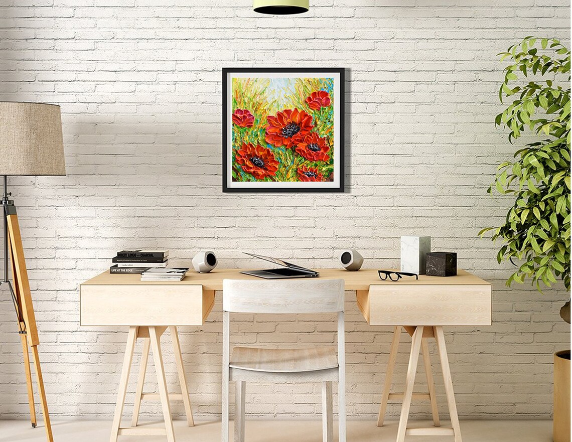 Poppy Impasto Flower Art Print, Botanical Wall Decor - Image 2