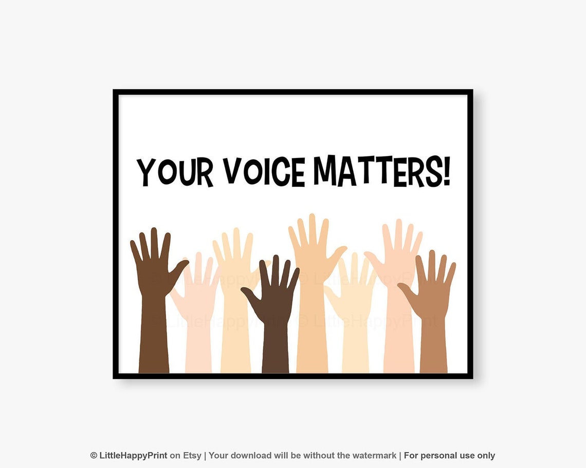 Your Voice Matters Diverse Raised Hands Empowerment Wall Art