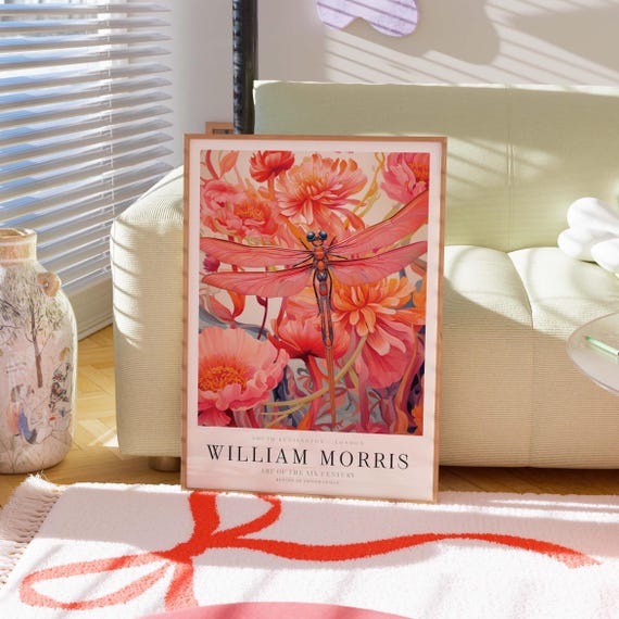 William Morris Prints Dragonfly Botanical Exhibition Posters Print Wall Art