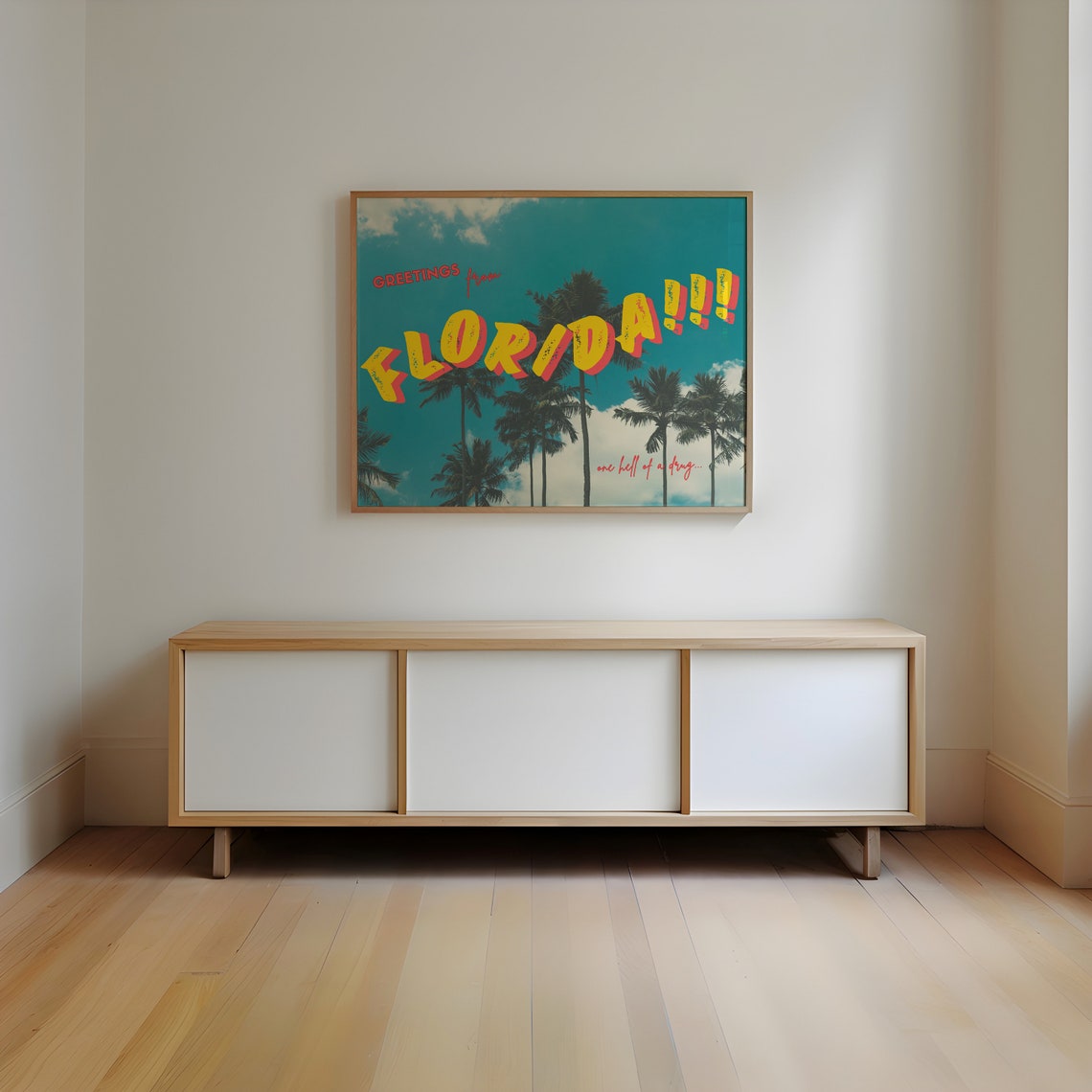 Greetings from Florida One Hell of a Drug Retro Travel Palm Poster - Image 2