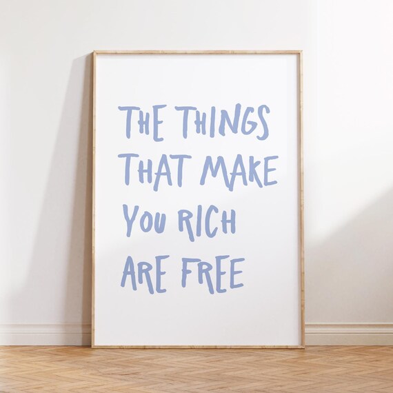 Inspirational Quote Art Print Minimalist Light Blue Typography