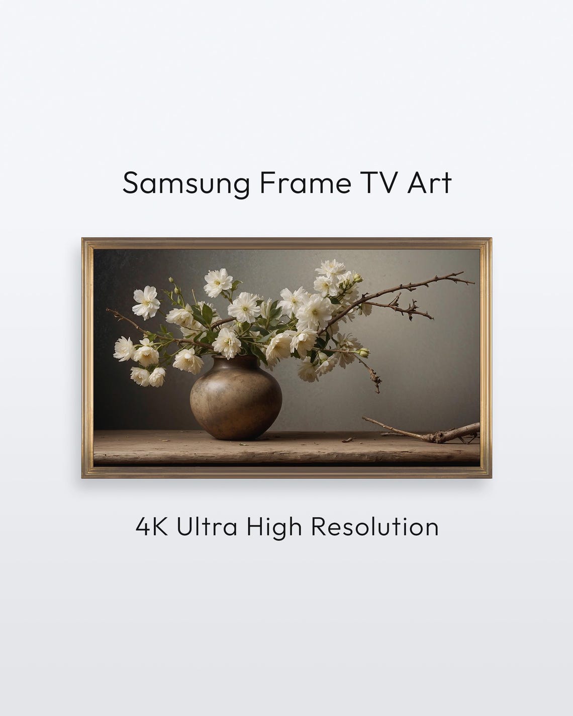 Samsung Frame Tv Art Cherry Blossom Rustic Floral Decor 4k Print