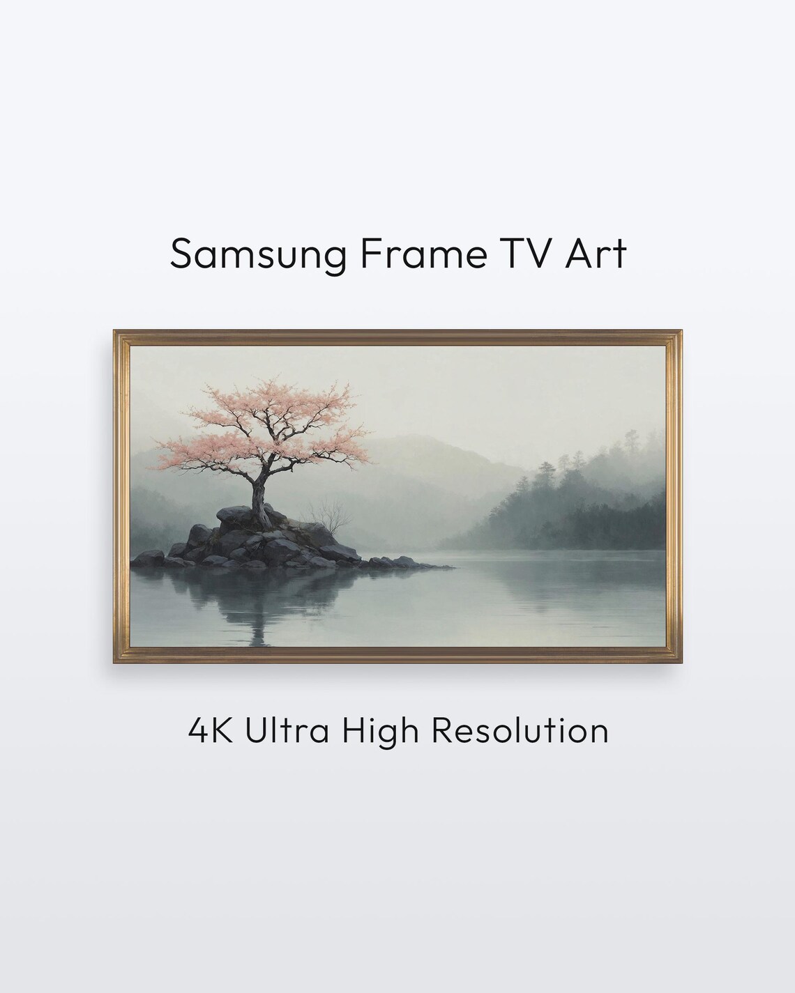 Samsung Frame Tv Art Cherry Tree Minimalist Serene Landscape 4k Print