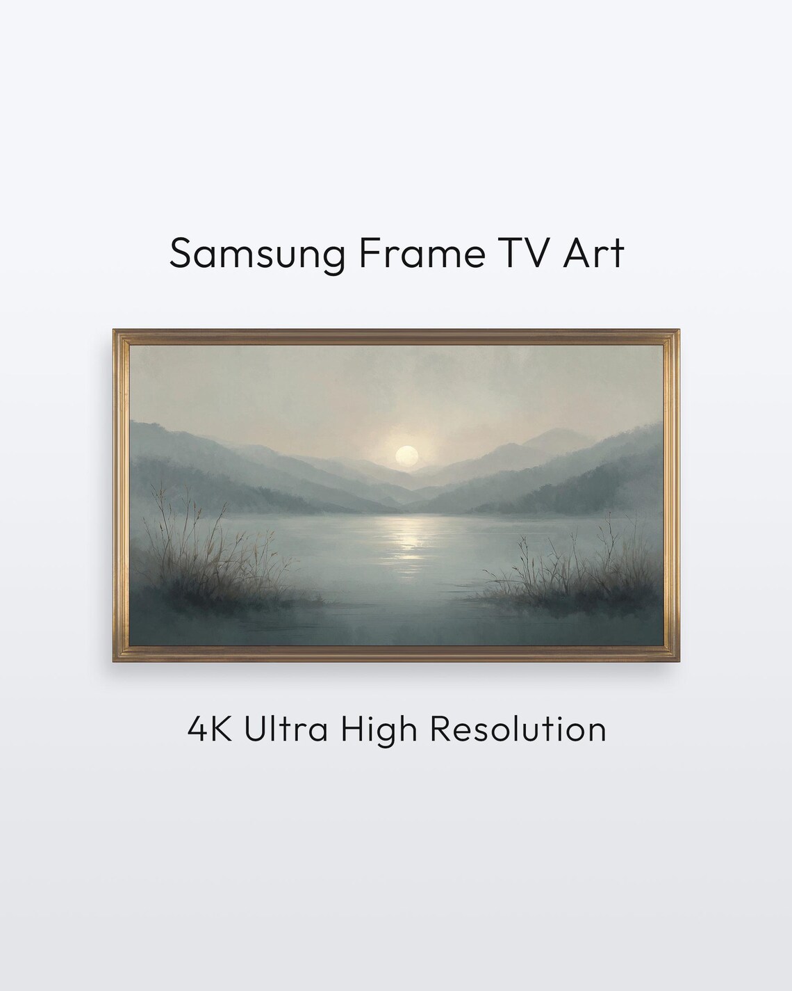 Sunrise Lake Misty Mountain Morning Reflection Frame TV Art Print
