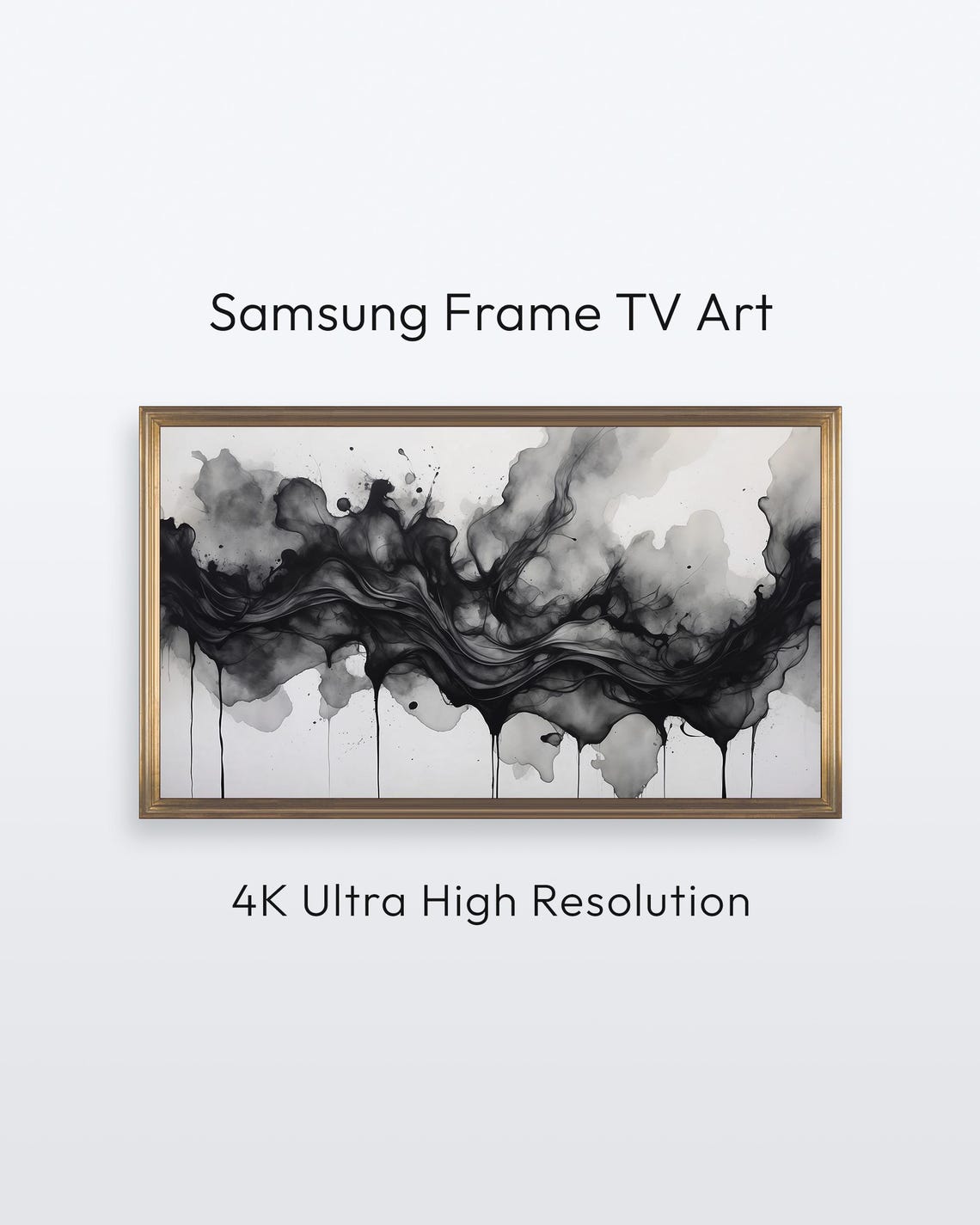 Samsung Frame Tv Abstract Artwork Dark Ink Art 4k Print