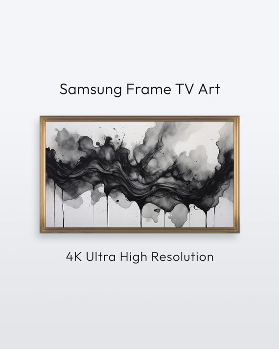 Samsung Frame Tv Abstract Artwork Dark Ink Art 4k Print