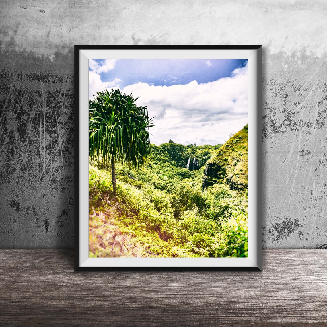 Kauai Hawaii Opaekaa Falls Lush Green Tropical Valley Photo Poster