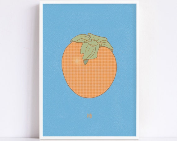 Persimmon Illustration Beautiful Vintage Print