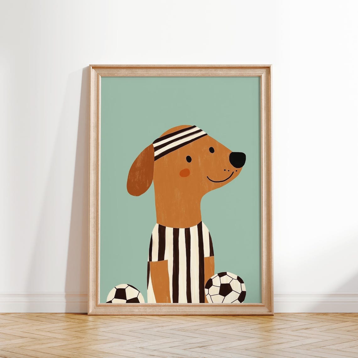 Soccer Dog Wall Art Kids Room Decor Nursery Animal Print Dog Sports Poster Mint Nursery Art Toddler Room Wall Art - Image 2
