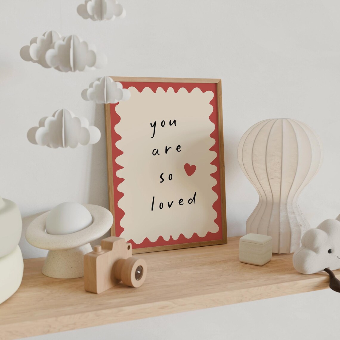 You Are So Loved Little Red Heart Modern Nursery Quote Art Print - Image 4