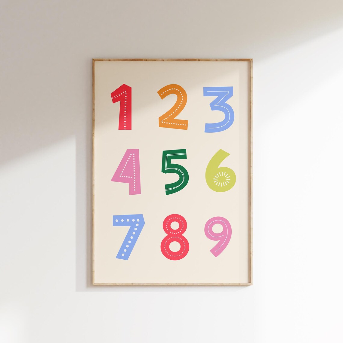 Numbers Wall Art for Kids, Educational Typography