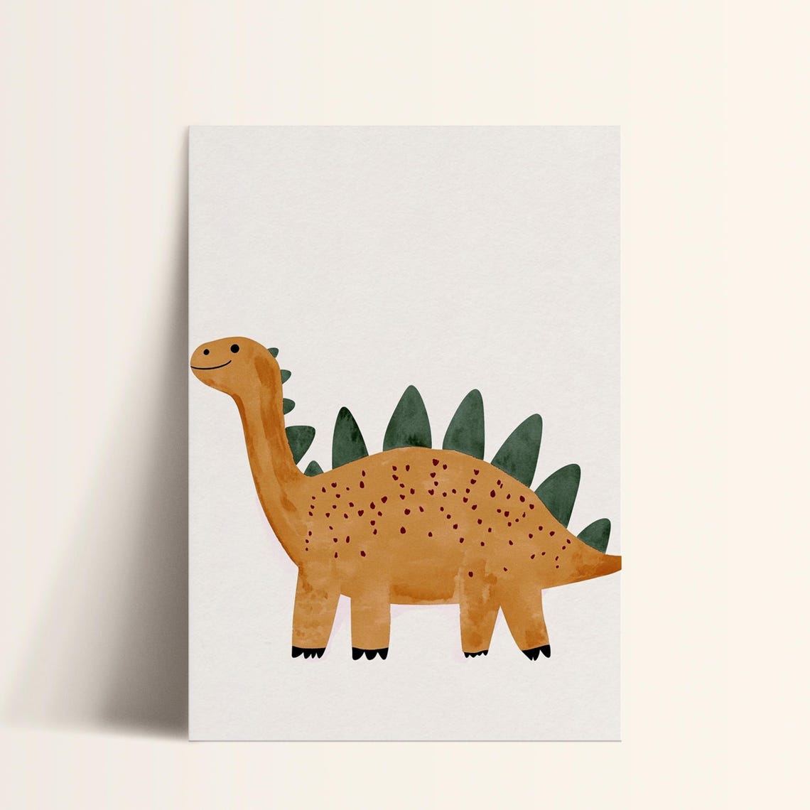 Orange Spotted Stegosaurus Dinosaur Nursery Kids Room Poster - Image 4