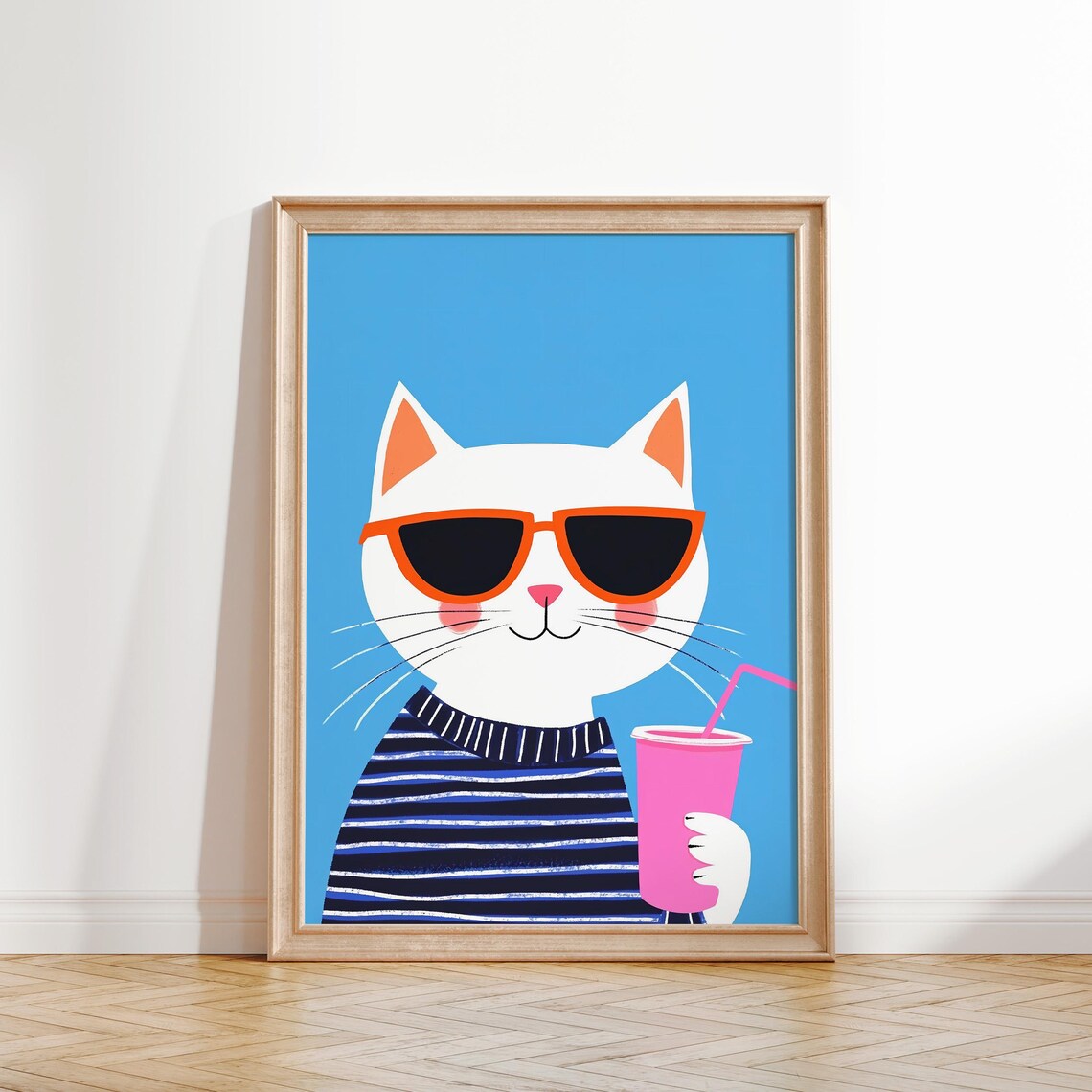 Cool Cat Wall Art Kids Room Animal Print Fun Cat Nursery Decor Playroom Cat Poster Gender Neutral Kids Room Art Toddler Room Decor - Image 2