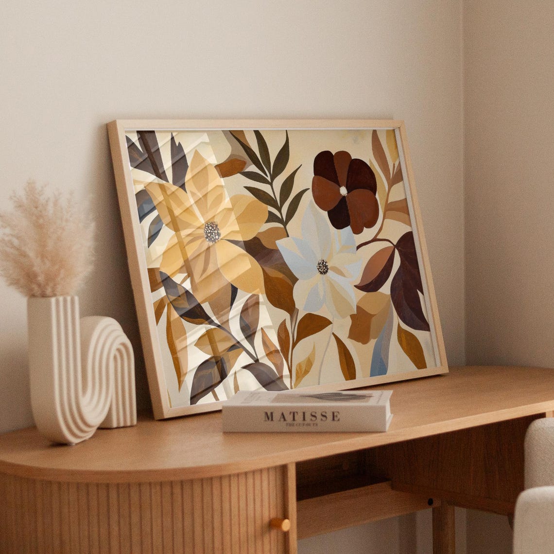 Earth Tone Abstract Floral Print Gold Brown Modern Botanical Wall Art - Image 6