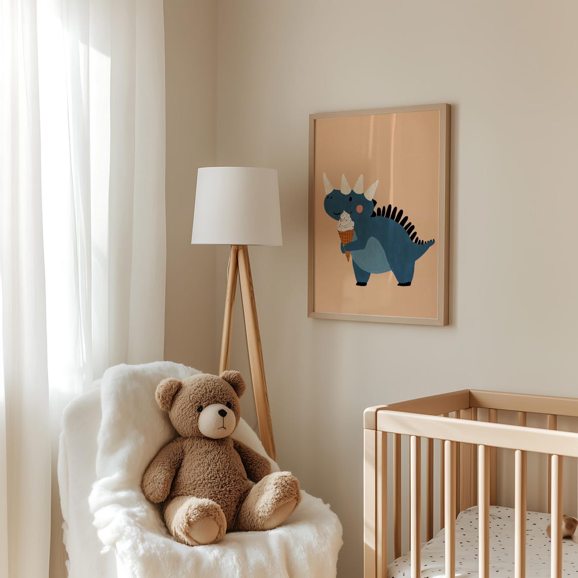 Dinosaur With Ice Cream Art Playful Kids Room Poster Nursery Wall Decor Toddler Room Prints - Image 3