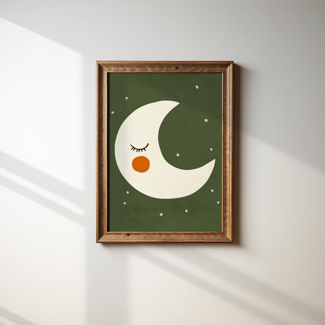 Sleepy Crescent Moon Stars Night Sky Nursery Bedtime Kids Poster
