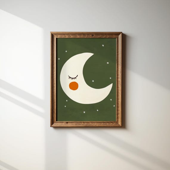 Moon Stars Nursery Print Baby Room Wall Art Boho Kids Room Decor Baby Shower Gift Gender Neutral Decor