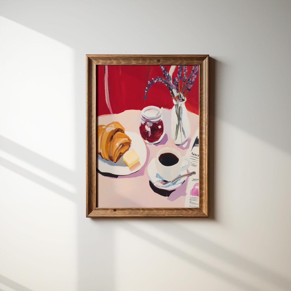 French Cafe Breakfast Croissant Coffee Jam Lavender Morning Art Poster - Image 3