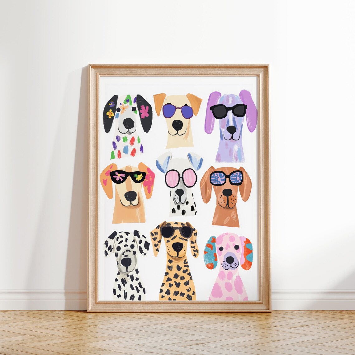 Funny Dogs In Sunglasses Colorful Cool Puppy Faces Animal Wall Art - Image 3