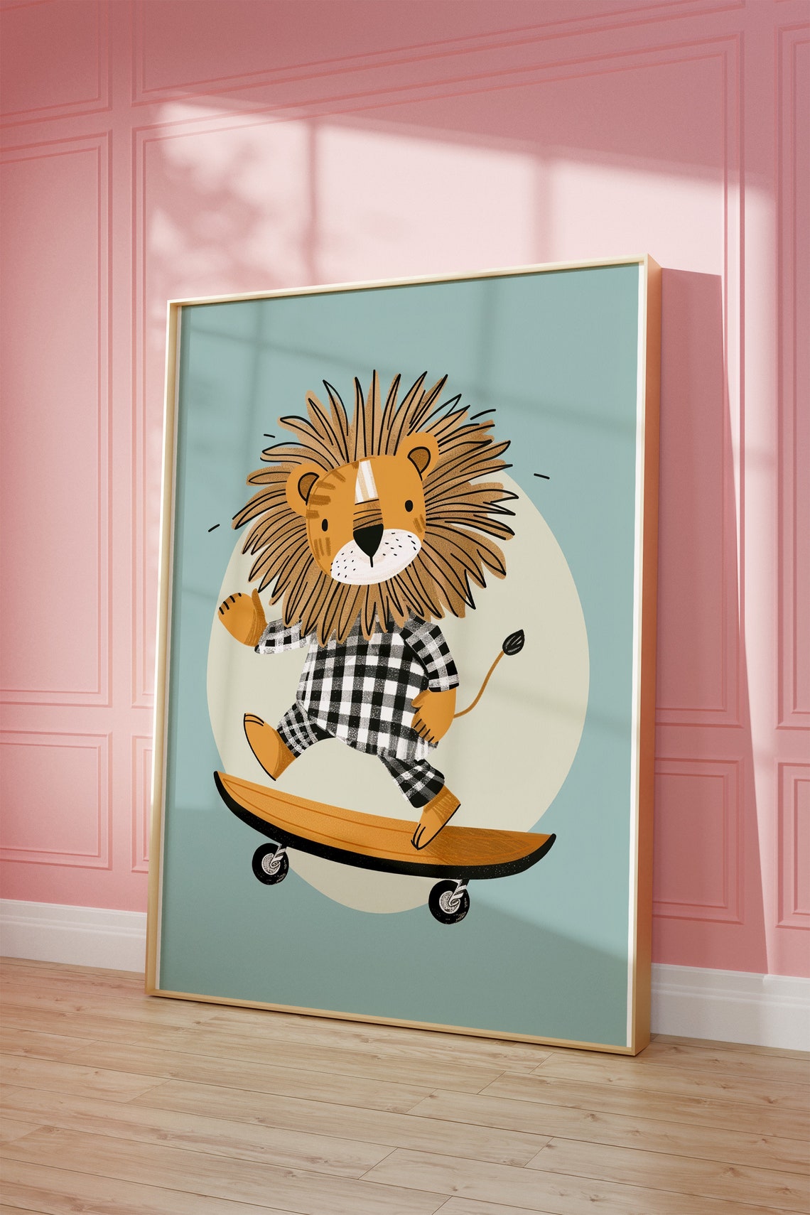 Tiger Print Eclectic Nursery Decor Animal Wall Art Boys Room Decor Blue Kids Room Decor - Image 2