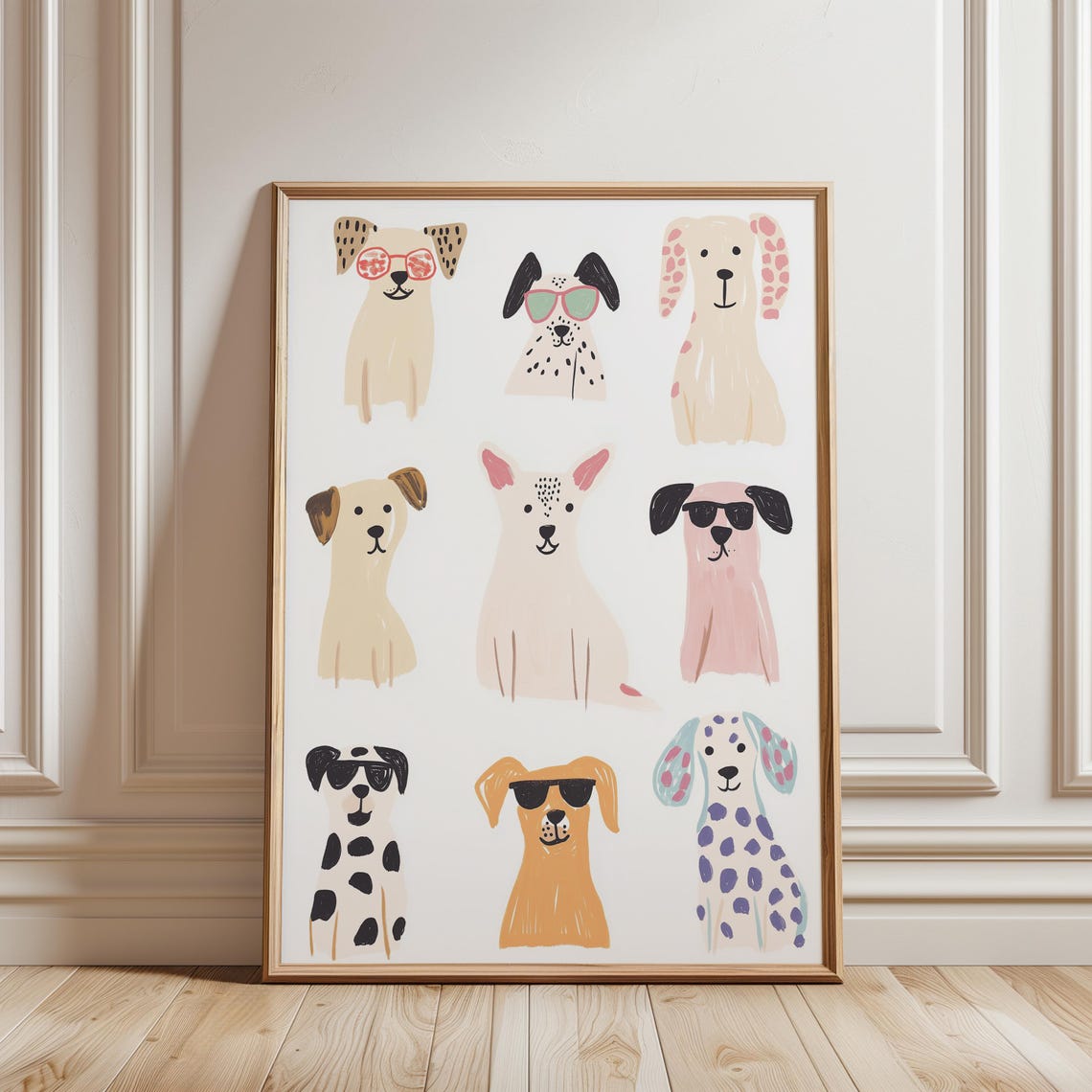 Playful Dog Wall Art Cute Puppy Illustration Kids Room Decor Whimsical Dog Print Nursery Animal Poster Pet Lover Gift Dog Lover Art